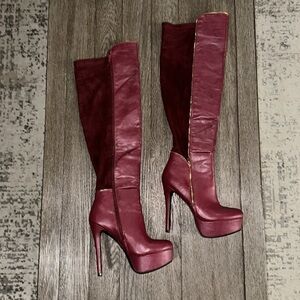 Scene Letizia Over the Knee Platform Boot Red 9.5